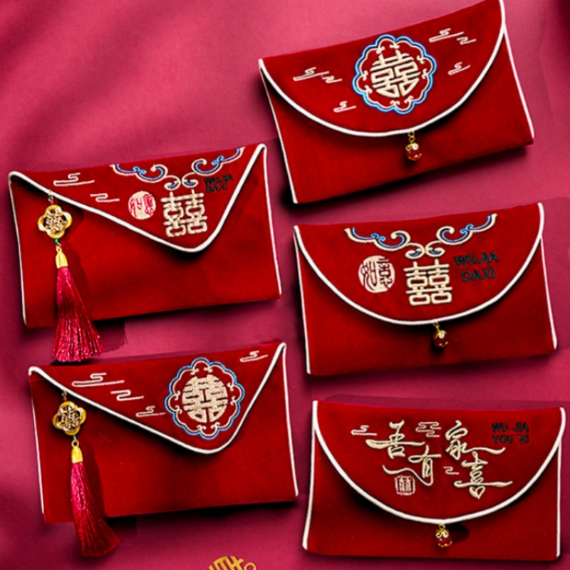 Embroidery Bag - 1Pcs 여러 패턴 웨딩 레드 봉투