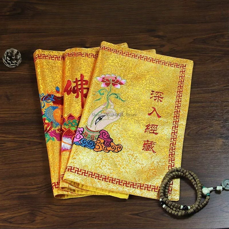 Embroidery Bag - 42CM 더블 자수 새틴 원단 연꽃
