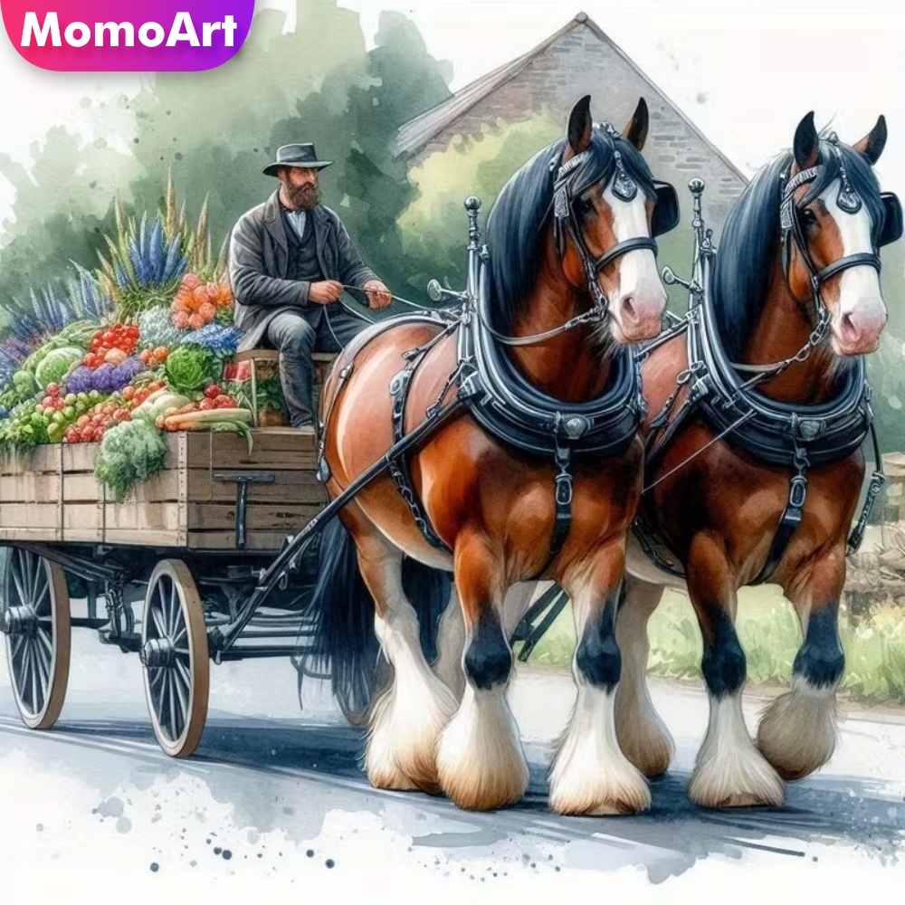 Embroidery Horse - 모모아트 말 다이아몬드 자수 동물 그림
