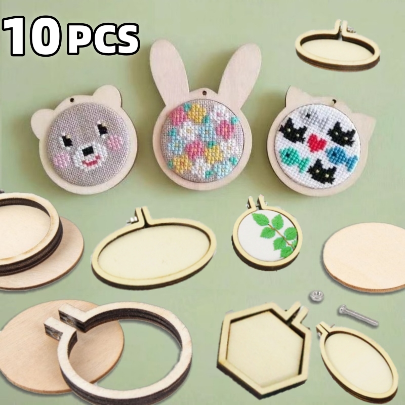 Embroidery Ring - 10PCS 미니 자 수 후프 나무