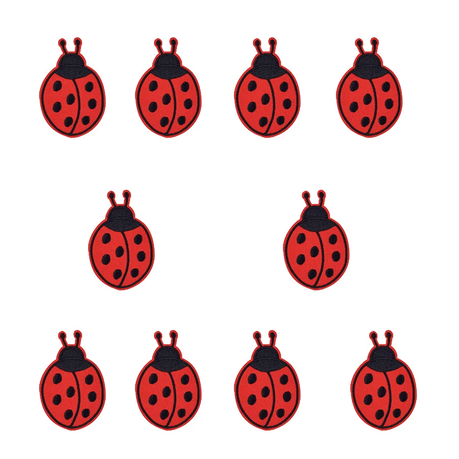 Embroidery Lady Bug - 의류 패치 아플리케 곤충 줄무늬 바느질