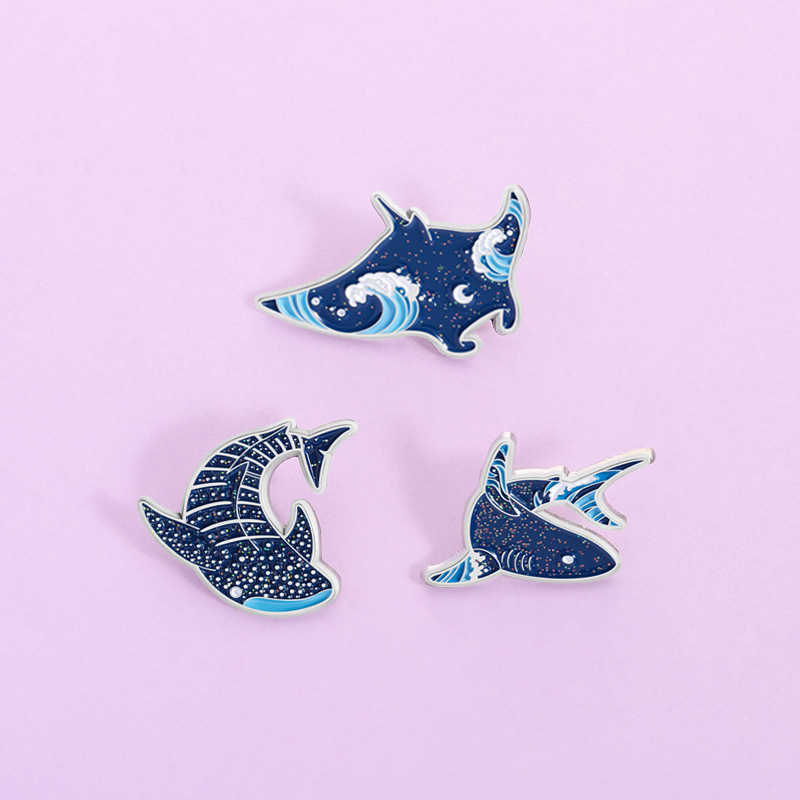 Embroidery Fish - 만화 해양 생물 에나멜 핀 창의적인