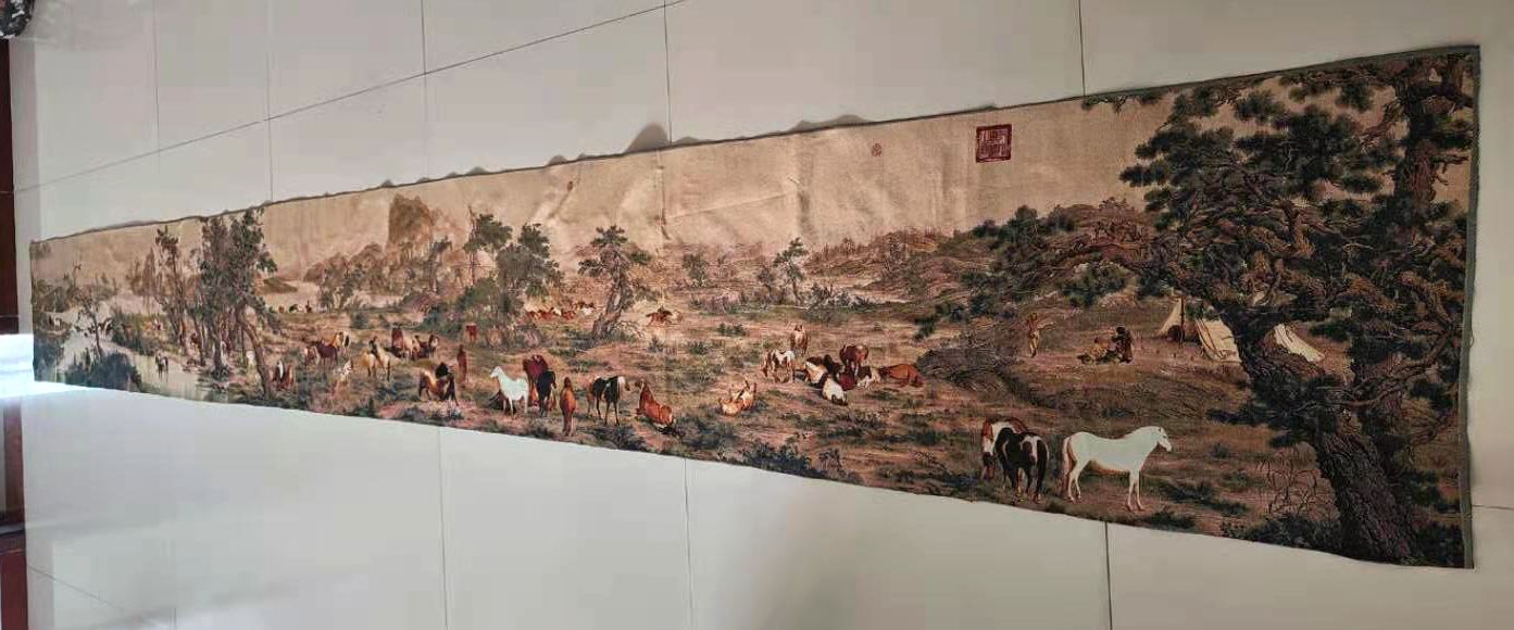 Embroidery Horse - 5M 슈퍼 사이즈 중국 민속 실크