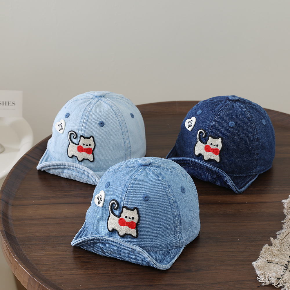 Embroidery Cap - 어린이용 세탁 가능한 데님 소프트 챙
