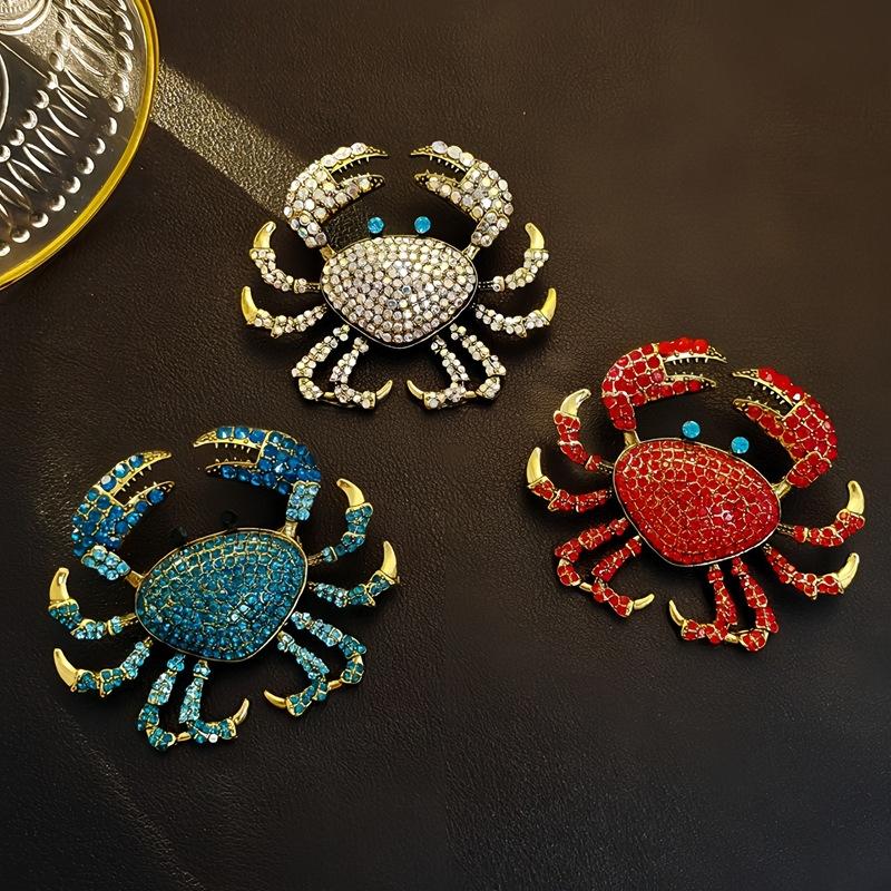 Embroidery Fish - 패션 라인스톤 게 브로치 여성 의류