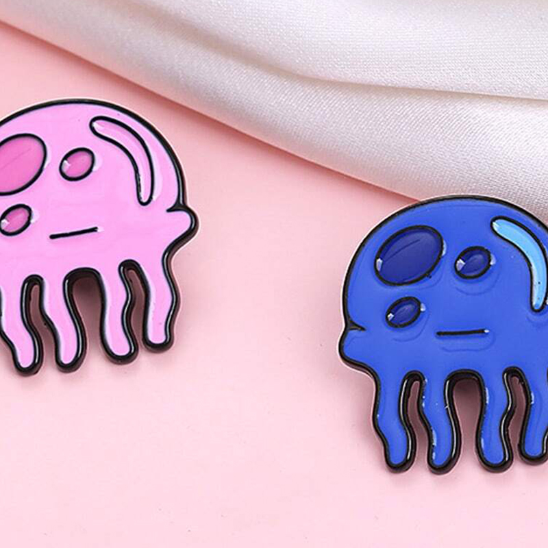 카와이 해파리 금속 배지 블루 핑크 만화 해파리 핀 동 - Embroidery Fish 리뷰 및 가격
