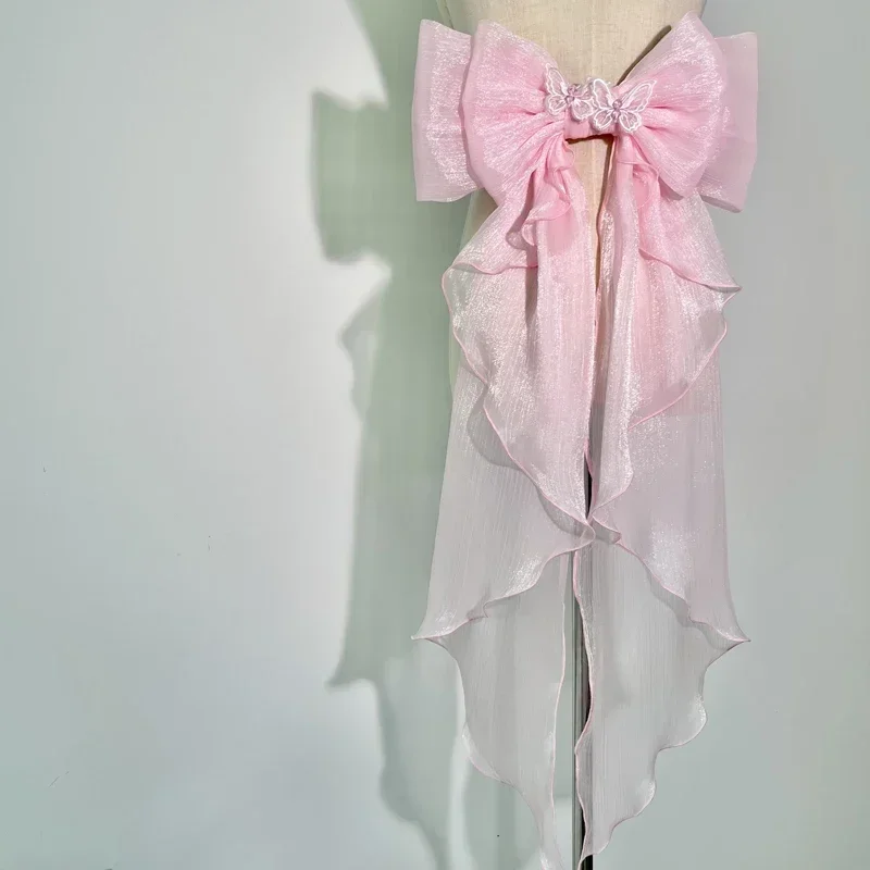 후행 활 반짝 이는 실크 더블 레이어 Bowknot 분 - Embroidery Kaftan 리뷰 및 가격