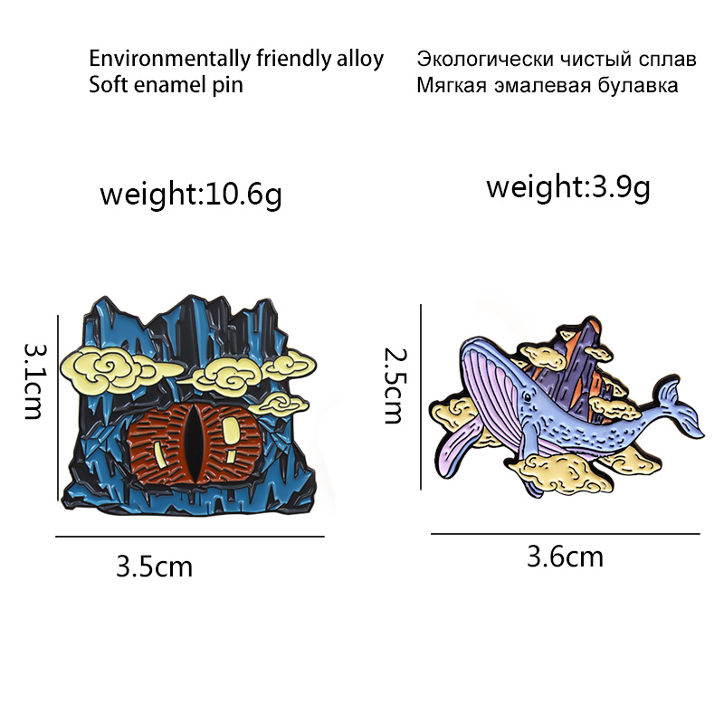 만화 피크 악마의 눈과 고래 에나멜 핀 돌고래 상어 고 - Embroidery Fish 리뷰 및 가격