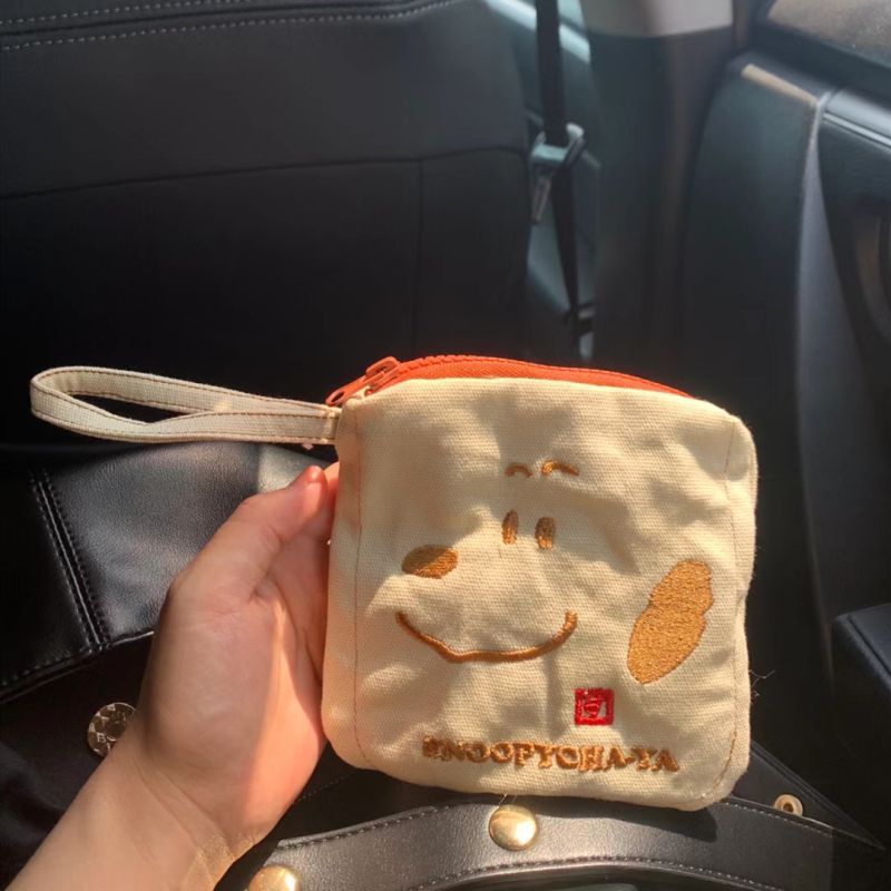 귀여운 스누피 자수 캔버스 동전 지갑 만화 지퍼 수납  - Embroidery Wallet 리뷰 및 가격