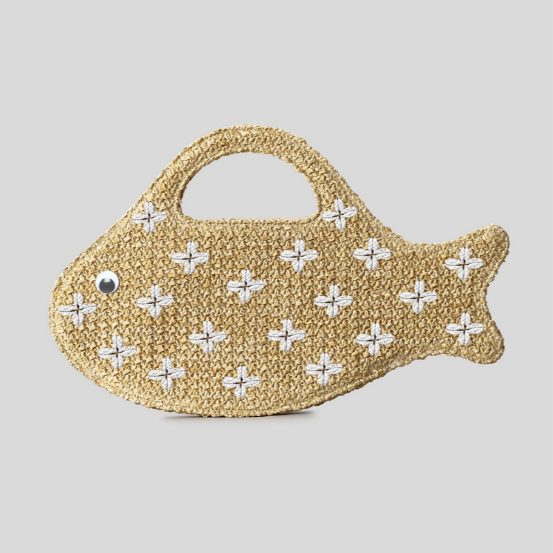 라피아 짚으로 짠 가방, 물고기 모양의 재미있고 귀여운 - Embroidery Fish 리뷰 및 가격
