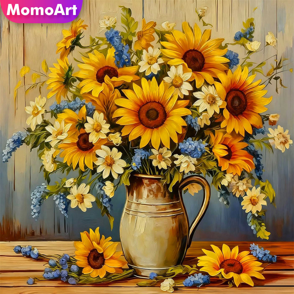 모모아트 카운트드 크로스 스티치 해바라기 디자인 프린트 - Embroidery Unique Design 리뷰 및 가격