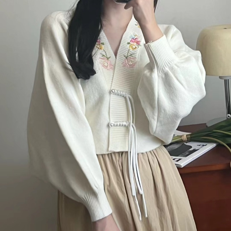 여성용 브이넥 카디건, 인스타 자수 디자인, 트렌디한  - Embroidery Thread Yarn 리뷰 및 가격