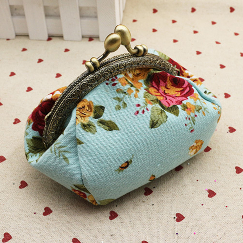 여성용 빈티지 로즈 프린트 캔버스 동전 지갑, 키스락  - Embroidery Wallet 리뷰 및 가격