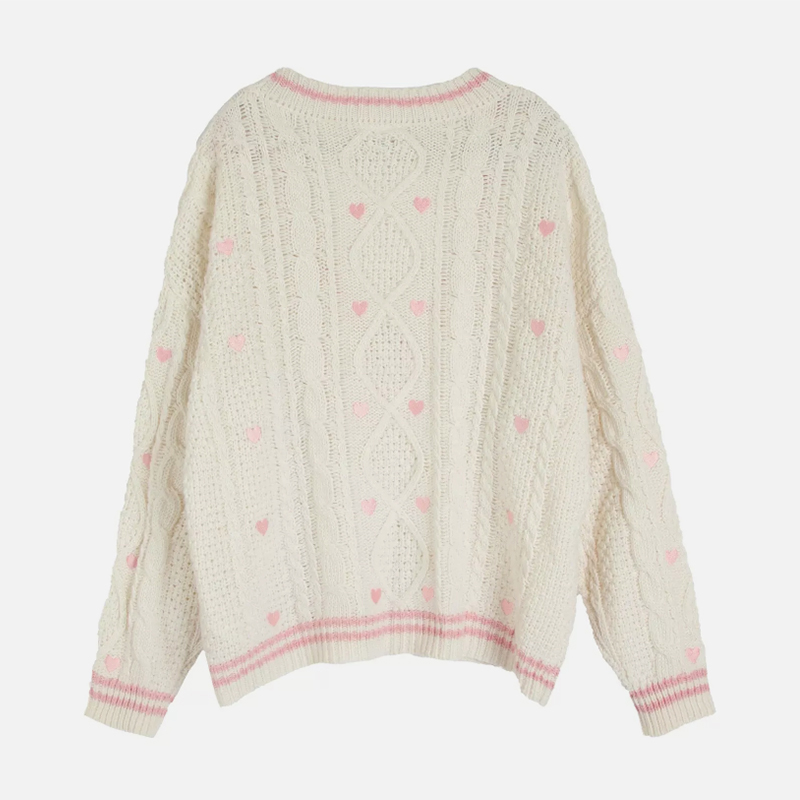 핑크 하트 버튼 자수 패치가 있는 연인용 가디건 부드러 - Embroidery Thread Yarn 리뷰 및 가격