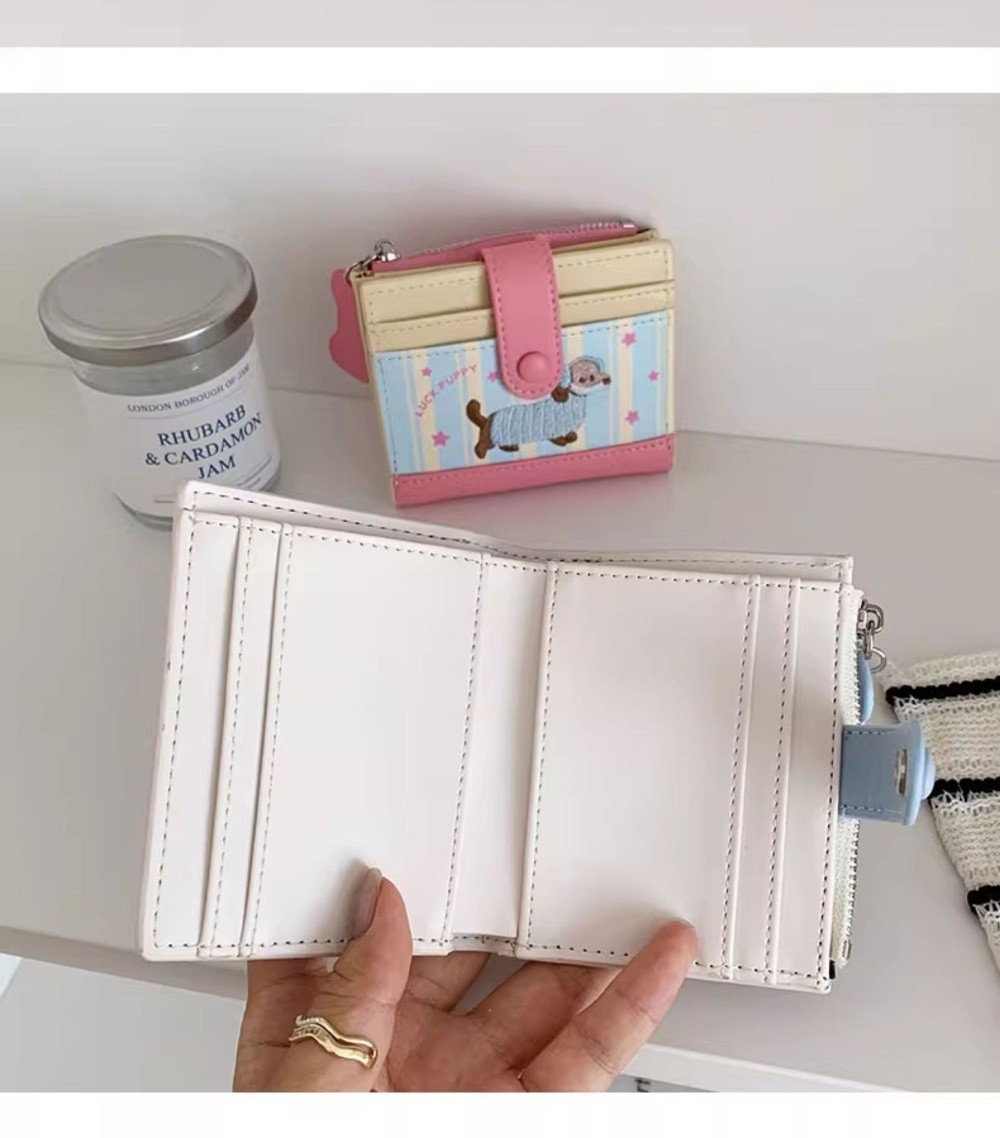 한국 스타일 닥스훈트 자수 짧은 지갑 도파민 컬러 지퍼 - Embroidery Wallet 리뷰 및 가격