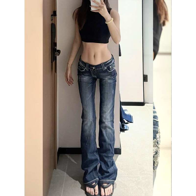 여성용 Y2K 고딕 자수 핫 다이아몬드 데님 팬츠 하라 - Embroidery Jeans Sakura 리뷰 및 가격
