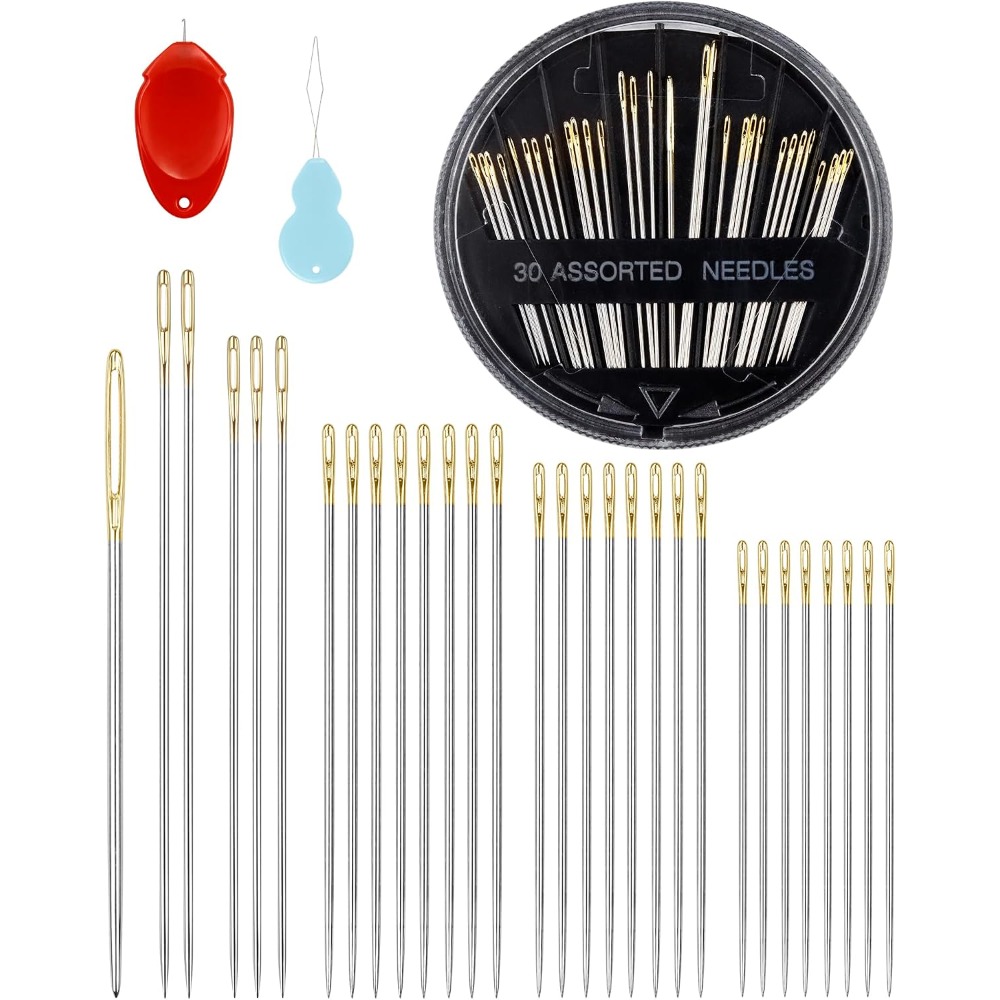 30개 스틸 손바느질 바늘 세트 6가지 사이즈 큰 눈구 - Embroidery Needles 리뷰 및 가격