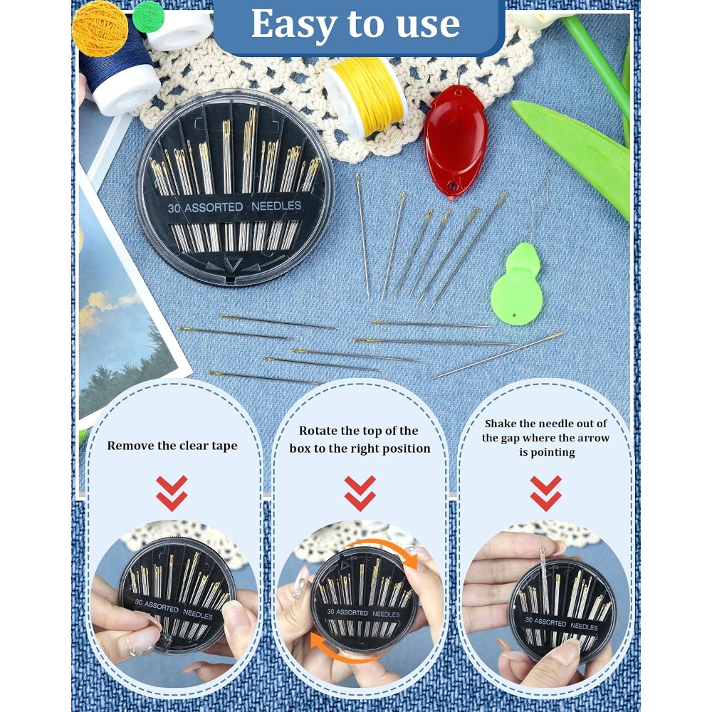 30개 스틸 손바느질 바늘 세트 6가지 사이즈 큰 눈구 - Embroidery Needles 리뷰 및 가격