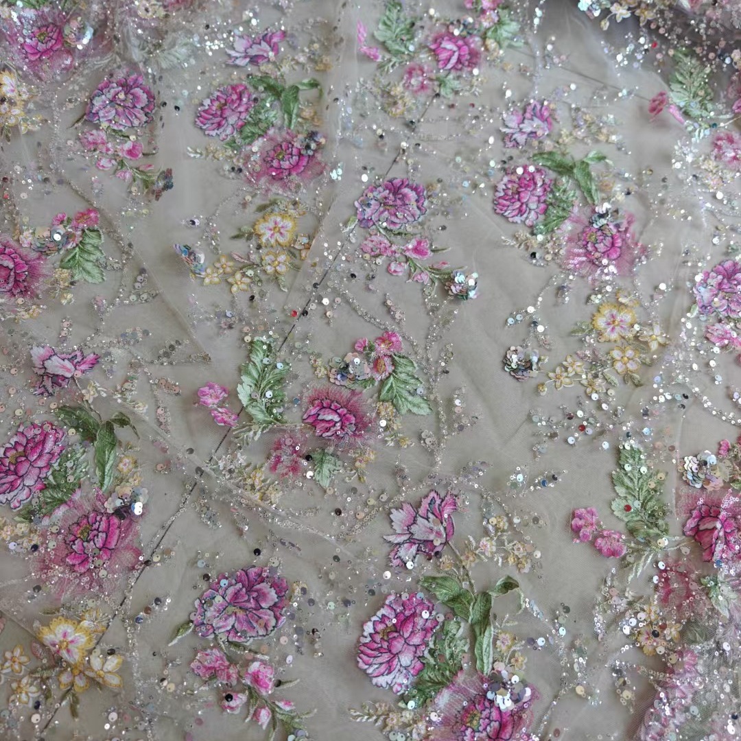 1M 120Cm 와이드 럭셔리 비즈 레이스 원단 3D  - Embroidery Needles 리뷰 및 가격