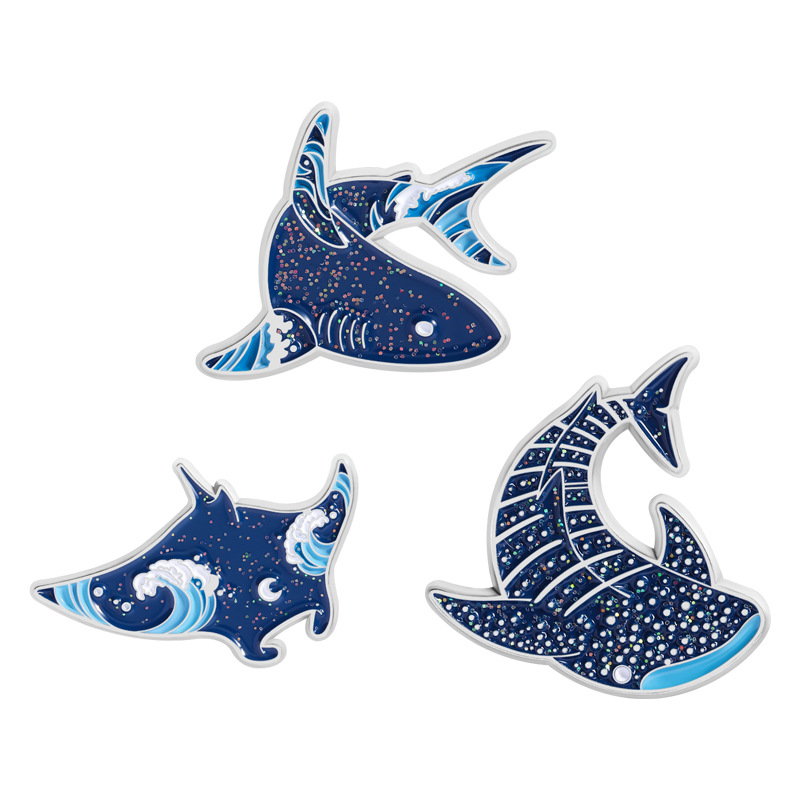 만화 해양 생물 에나멜 핀 창의적인 상어 고래 브로치  - Embroidery Fish 리뷰 및 가격