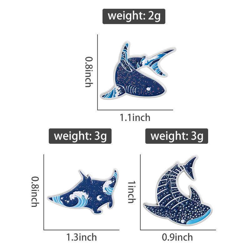 만화 해양 생물 에나멜 핀 창의적인 상어 고래 브로치  - Embroidery Fish 리뷰 및 가격