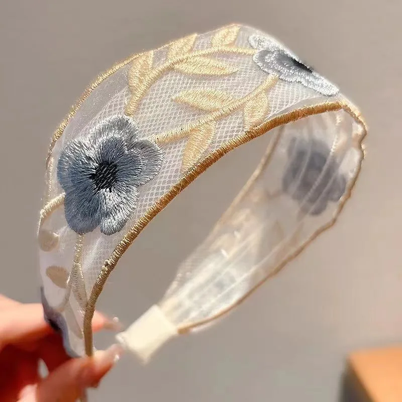 1/3pcs 우아한 쉬폰 자수 꽃 헤어 밴드 – 여성을 - Embroidery Ring 리뷰 및 가격