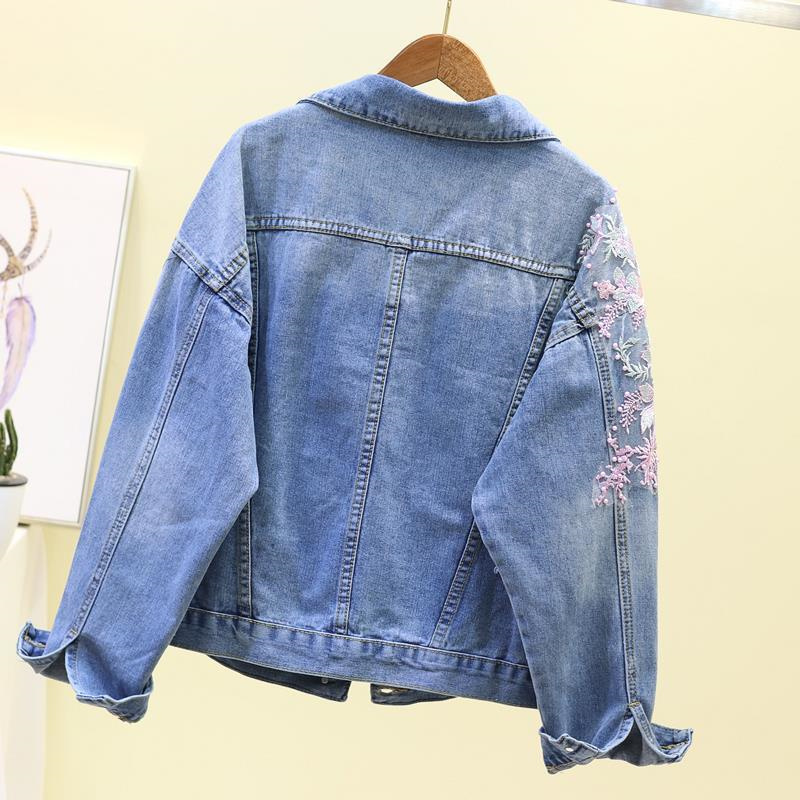 2022 여성용 자수 데님 숏 재킷, 봄 가을 아플리케 - Embroidery Jeans Sakura 리뷰 및 가격