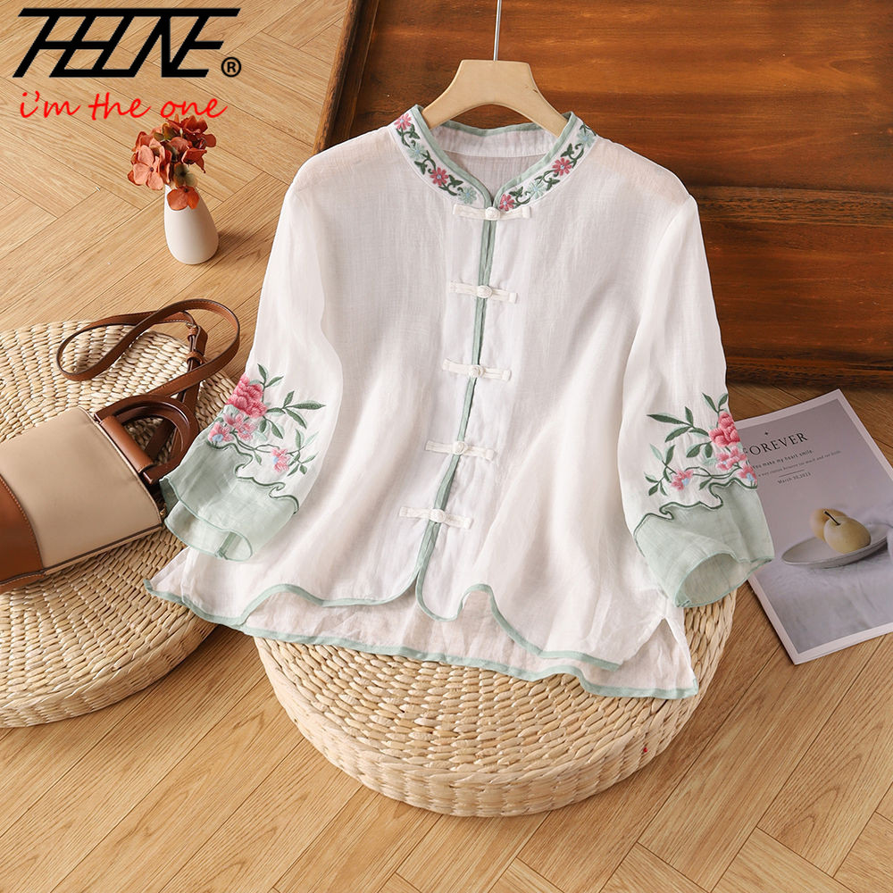 THHONE 자수 블라우스 셔츠 여성 의류 하프 슬리브 - Embroidery Baju 리뷰 및 가격