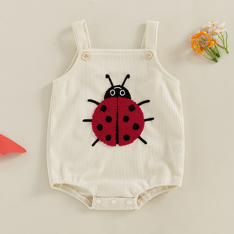 여름 아기 롬퍼 민소매 자수 무당벌레 꿀벌 과일 버섯  - Embroidery Lady Bug 리뷰 및 가격