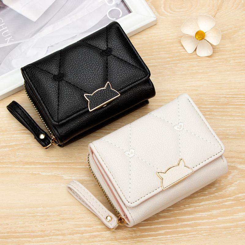 십대 소녀들을 위한 고양이 버클 하트 자수가 있는 PU - Embroidery Wallet 리뷰 및 가격