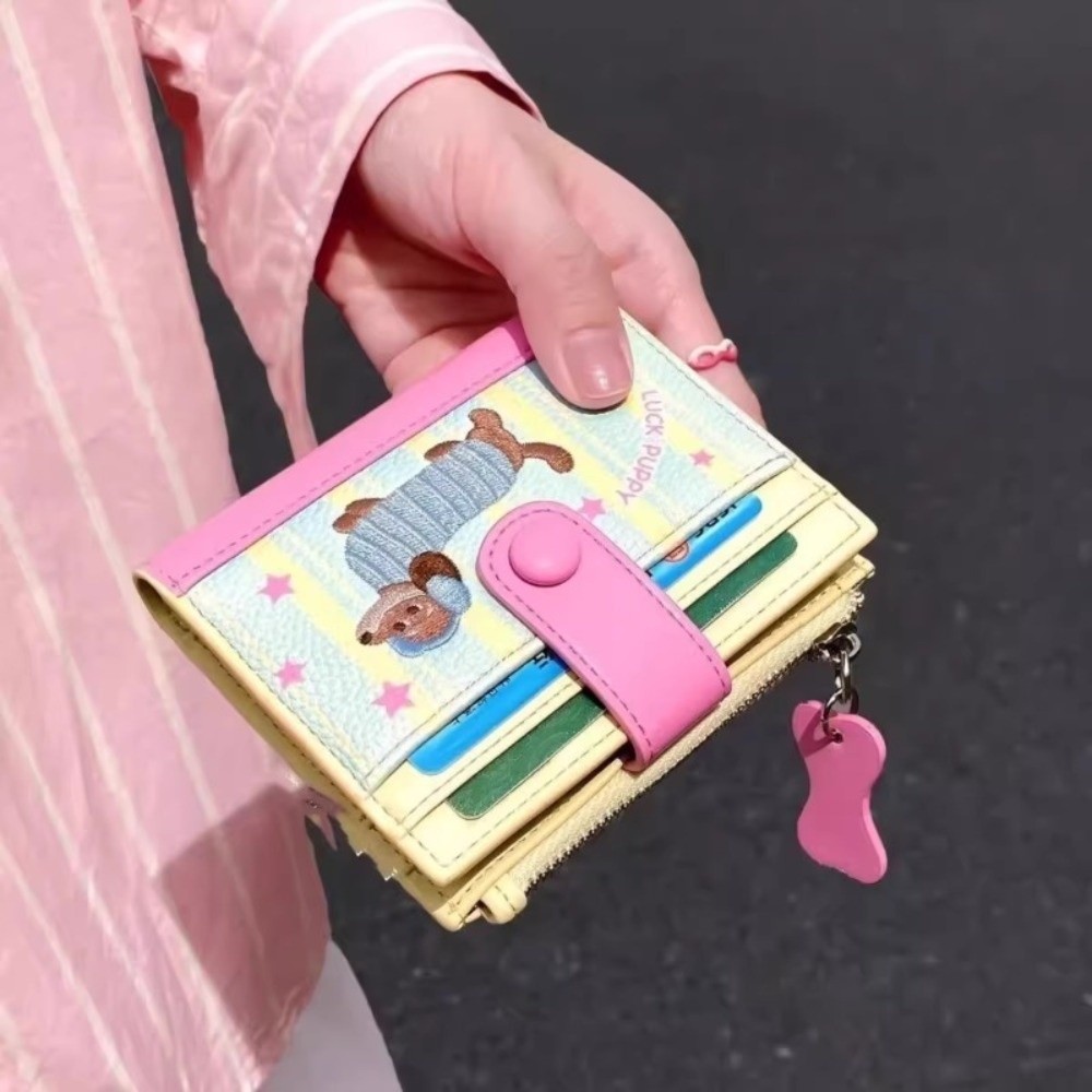 한국 스타일 닥스훈트 자수 짧은 지갑 도파민 컬러 지퍼 - Embroidery Wallet 리뷰 및 가격
