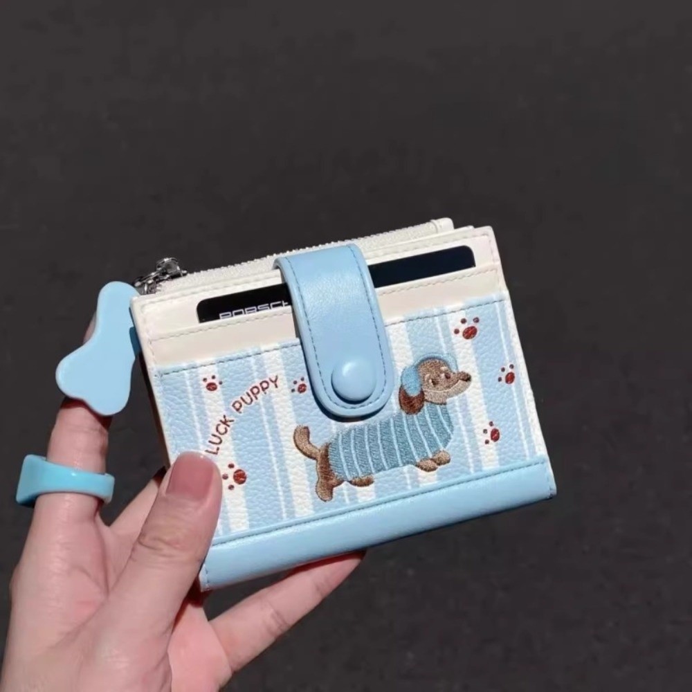 한국 스타일 닥스훈트 자수 짧은 지갑 도파민 컬러 지퍼 - Embroidery Wallet 리뷰 및 가격
